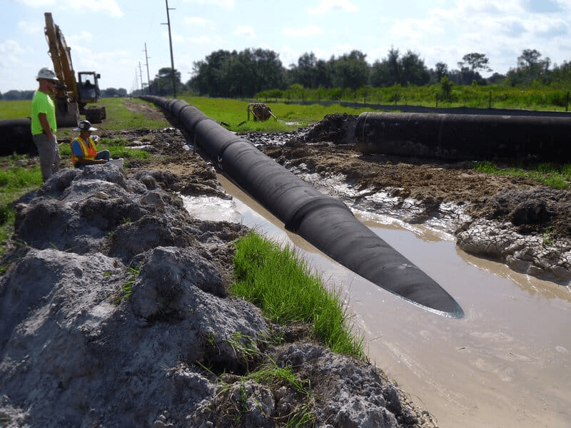 Cố định ống và lấp rãnh đường ống HDPE