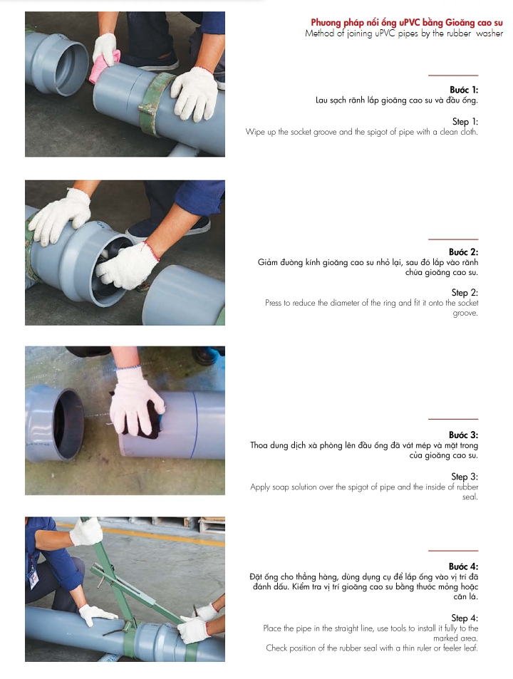 The installation method uses a socket with a rubber gasket.
